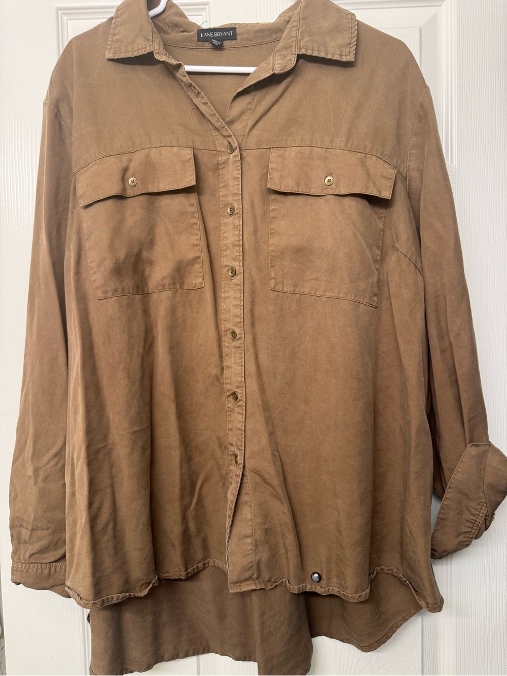 Lane Bryant Brown Button-Front Oversized Shirt